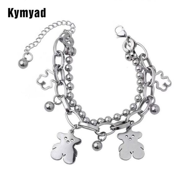 link, chain kymyad vintage stainless steel bracelet multilayer bracelets & bangles for women bijoux femme hip hop panda, Black
link, chain kymyad vintage stainless steel bracelet multilayer bracelets & bangles for women bijoux femme hip hop panda, Black