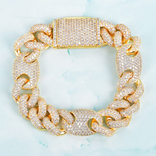 12mm gold copper full miami cuban bracelet chain men's hip hop solid back zircon link rock jewelry, Black
12mm gold copper full miami cuban bracelet chain men's hip hop solid back zircon link rock jewelry, Black
