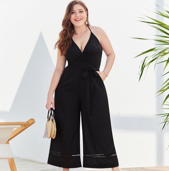 plus women clothing sling waist wide leg large size jumpsuit holiday casual trousers1, Black;white
plus women clothing sling waist wide leg large size jumpsuit holiday casual trousers1, Black;white