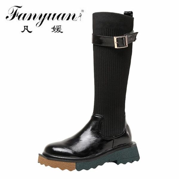 boots fanyuan retro socks women knee-high 2021 autumn winter round toe belt buckle casual genuine leather shoes woman, Black
boots fanyuan retro socks women knee-high 2021 autumn winter round toe belt buckle casual genuine leather shoes woman, Black