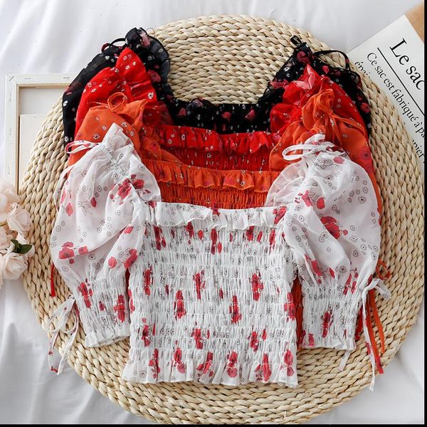 sweet small fresh flower print square collar women pleated skinny fungus five point sleeve shirt drop shipping, White
sweet small fresh flower print square collar women pleated skinny fungus five point sleeve shirt drop shipping, White
