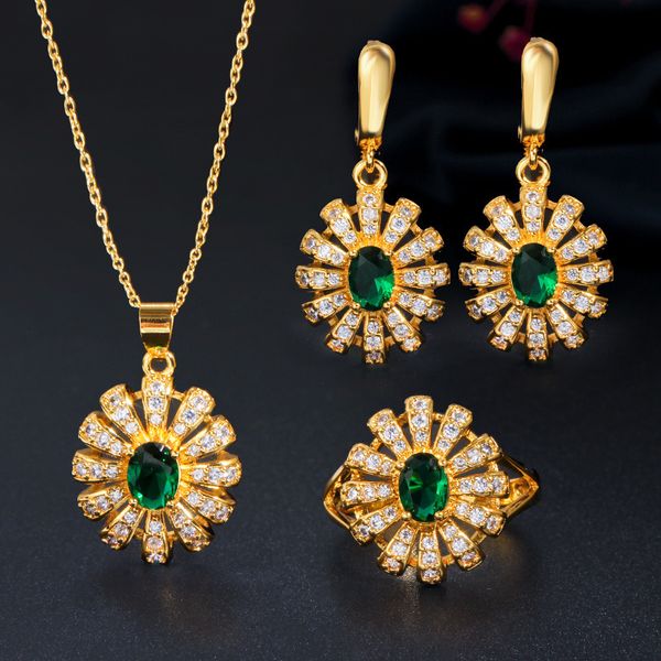 ki0098 exquisite bridal bridesmaid dinner decorated with zircon flower earrings pendant ring three piece set, Silver
ki0098 exquisite bridal bridesmaid dinner decorated with zircon flower earrings pendant ring three piece set, Silver