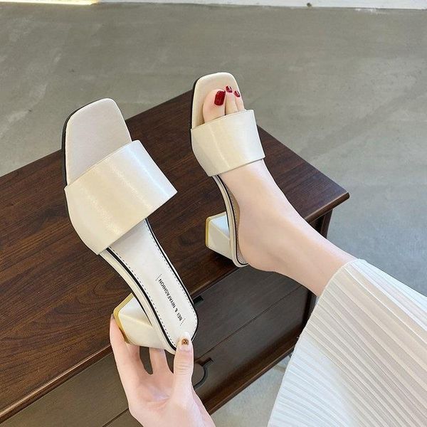 slippers for women to wear high-heeled one word korean holiday summer fashion thick heeled sandals, Black
slippers for women to wear high-heeled one word korean holiday summer fashion thick heeled sandals, Black