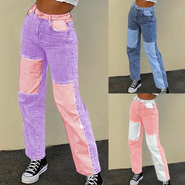 2021 girl patchwork high waist jeans hip hop demin stitch with pockets straight pants streetwear pink trousers fashion, Black;white
2021 girl patchwork high waist jeans hip hop demin stitch with pockets straight pants streetwear pink trousers fashion, Black;white