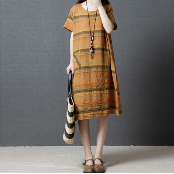 2021 summer new loose thin striped vintage print short sleeve pocket women es plus size cotton and linen ggtp, Black;gray
2021 summer new loose thin striped vintage print short sleeve pocket women es plus size cotton and linen ggtp, Black;gray