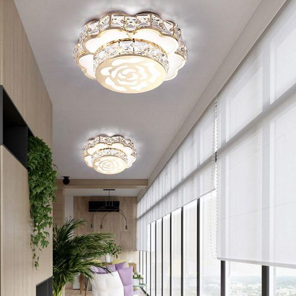 ceiling lights european corridor lamp crystal led modern simple creative flower shaped porch balcony