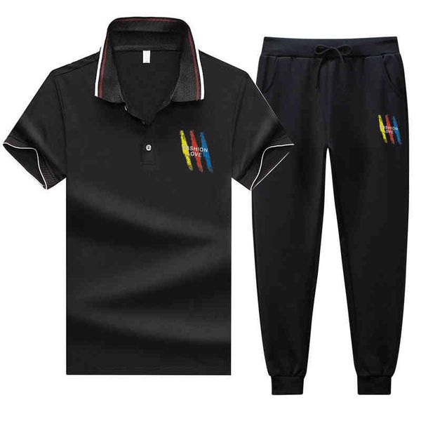 tracksuit 2021 men's summer lapel short sleeve t-shirt set youth fashion pai nine point pants leisure sports two-piece, Gray
tracksuit 2021 men's summer lapel short sleeve t-shirt set youth fashion pai nine point pants leisure sports two-piece, Gray