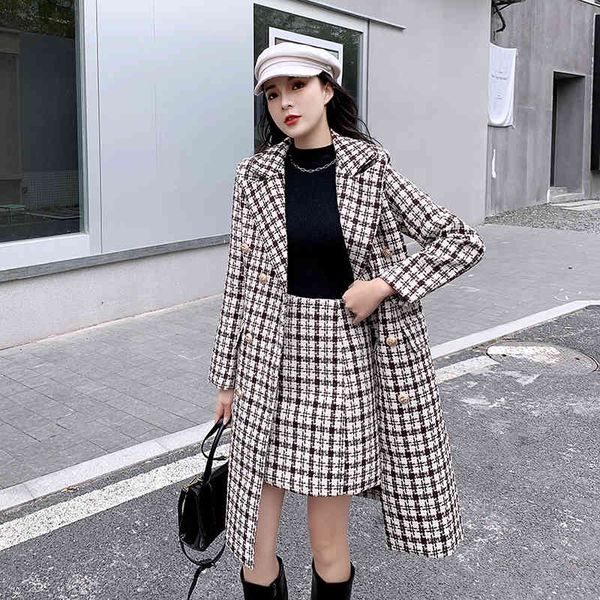 two piece dress fashion women houndstooth woolen outerwear 2 set autumn winter lapel collar thick long coat + tweed plaid short suits sets 3, White
two piece dress fashion women houndstooth woolen outerwear 2 set autumn winter lapel collar thick long coat + tweed plaid short suits sets 3, White