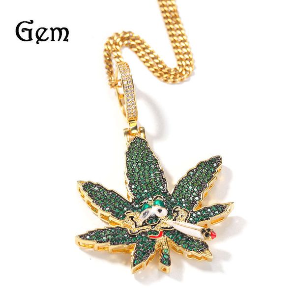 gumeng jewelry hiphop colorful zircon leaf smoking skull pendant necklace tide brand gold plated necklace, Silver
gumeng jewelry hiphop colorful zircon leaf smoking skull pendant necklace tide brand gold plated necklace, Silver
