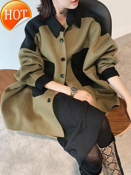 women's two piece pants cashmere coat double-sided mid-length 2021 large size loose bat shirt autumn and winter cloak woolen, White
women's two piece pants cashmere coat double-sided mid-length 2021 large size loose bat shirt autumn and winter cloak woolen, White