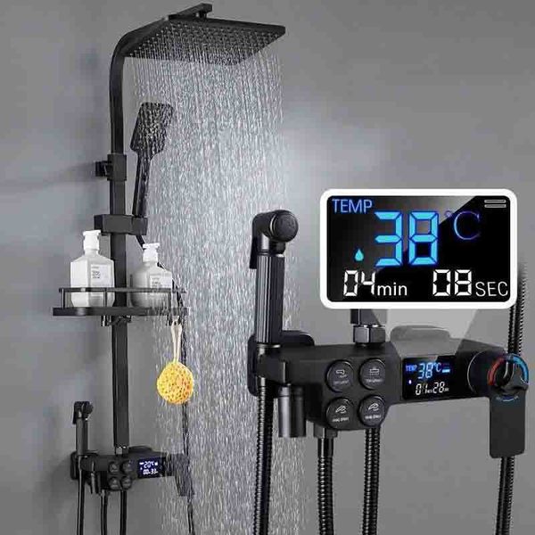 black thermostatic digital display shower faucet rain shower faucet bidet faucet spout tap water flow power generation
black thermostatic digital display shower faucet rain shower faucet bidet faucet spout tap water flow power generation