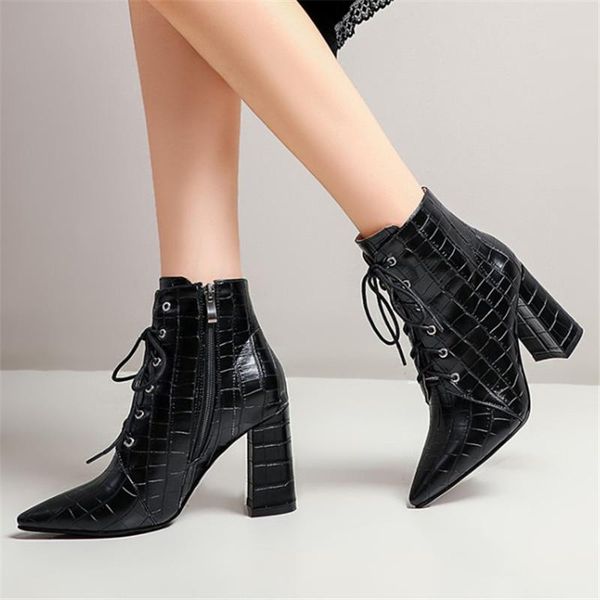 boots pxelena 2021 winter women ankle lace up chunky block high heels short boot pointed toe lady office shoes plus size 43, Black
boots pxelena 2021 winter women ankle lace up chunky block high heels short boot pointed toe lady office shoes plus size 43, Black