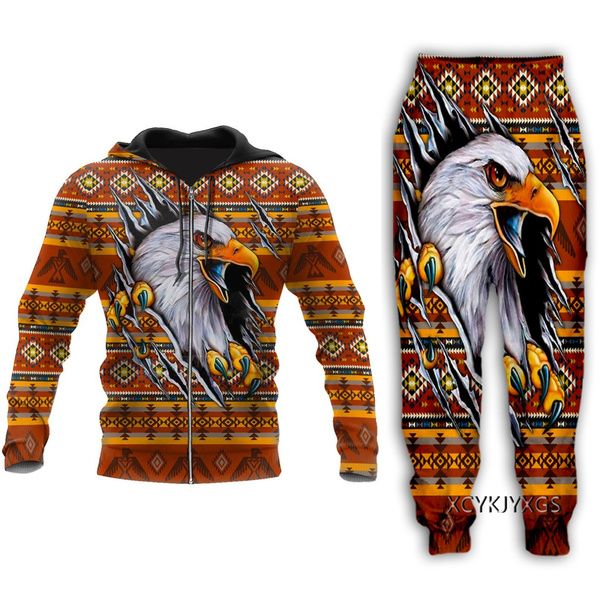 men and women 3d printed eagle native indian casual clothing fashion zipper hoodies and trousers exercise suit a188, Gray
men and women 3d printed eagle native indian casual clothing fashion zipper hoodies and trousers exercise suit a188, Gray