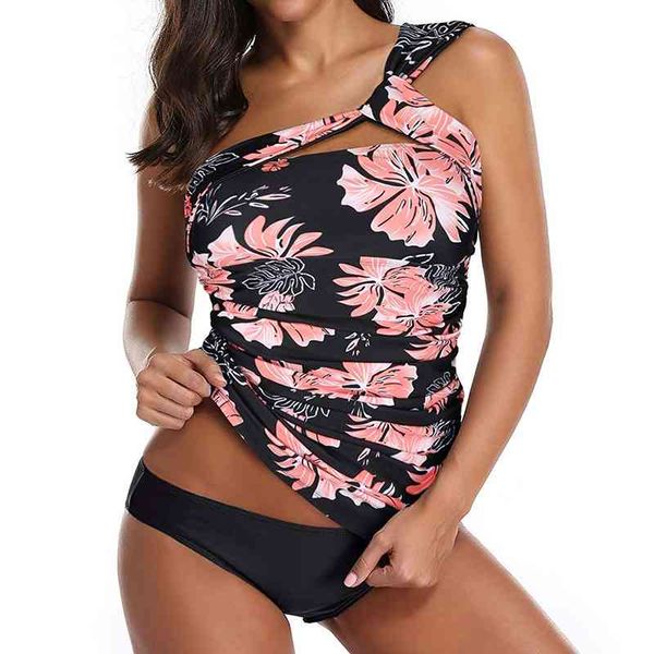 women's split bikini one shoulder solid color printing pleated personality fashion swimsuit, White;black
women's split bikini one shoulder solid color printing pleated personality fashion swimsuit, White;black