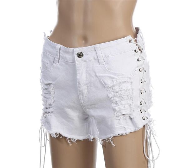 tfscloin women summer ripped jeans shorts lace up holes bandage denim short adjustable elastic high street black white shorts, White;black
tfscloin women summer ripped jeans shorts lace up holes bandage denim short adjustable elastic high street black white shorts, White;black