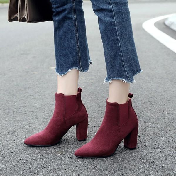boots big size ma'am coarse heel short pure color pointed boot barrel suede high-heeled, Black
boots big size ma'am coarse heel short pure color pointed boot barrel suede high-heeled, Black