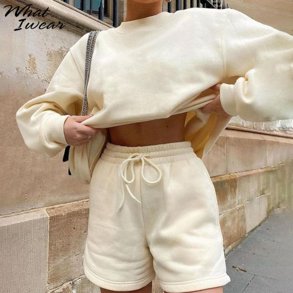 women's tracksuits whatiwear cotton solid two piece set women early autumn casual o-neck sweater+drawstring sporty shorts classic match, Gray
women's tracksuits whatiwear cotton solid two piece set women early autumn casual o-neck sweater+drawstring sporty shorts classic match, Gray