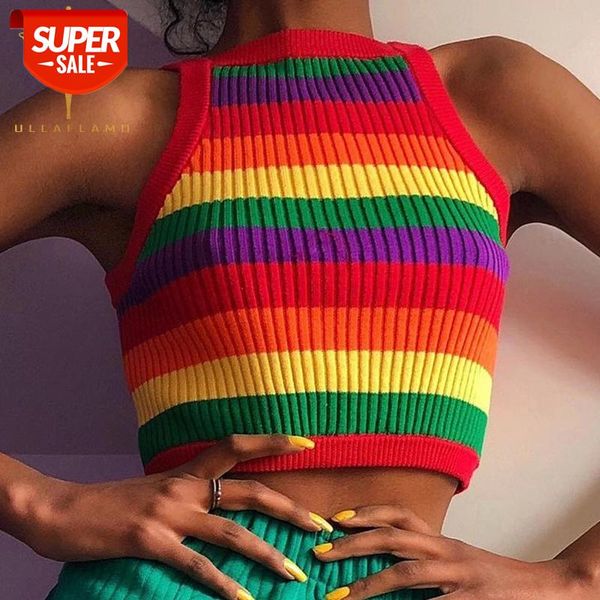 Summer Female Tank Tops Tops Streetwear Knitted Crop Vest Sleeveless Rainbow Printed Red Sexy Tank Top Woman Clothes #tc7N, White
Summer Female Tank Tops Tops Streetwear Knitted Crop Vest Sleeveless Rainbow Printed Red Sexy Tank Top Woman Clothes #tc7N, White