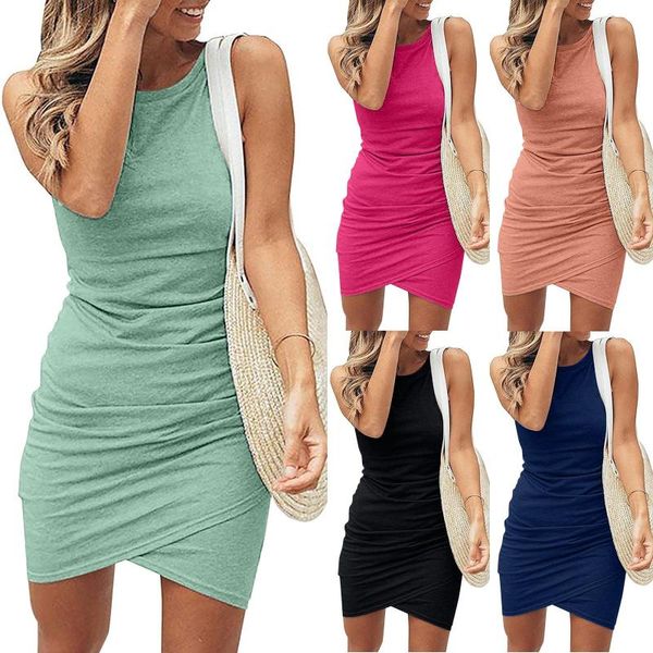 casual dresses women slim 2021 sleeveless ruched dress beach round neckline cross hem mini vestido de mujer, Black;gray
casual dresses women slim 2021 sleeveless ruched dress beach round neckline cross hem mini vestido de mujer, Black;gray