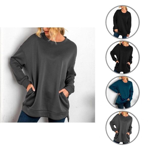 women's hoodies & sweatshirts irregular bottom autumn winter all match round neck loose pullover for daily wear, Black
women's hoodies & sweatshirts irregular bottom autumn winter all match round neck loose pullover for daily wear, Black