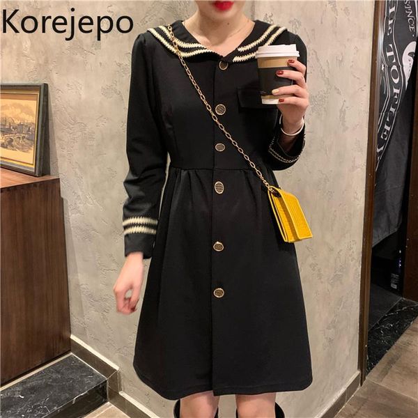 casual dresses korejepo women dress 2021 autumn japanese preppy style retro black sailor collar long-sleeved female single breasted, Black;gray
casual dresses korejepo women dress 2021 autumn japanese preppy style retro black sailor collar long-sleeved female single breasted, Black;gray