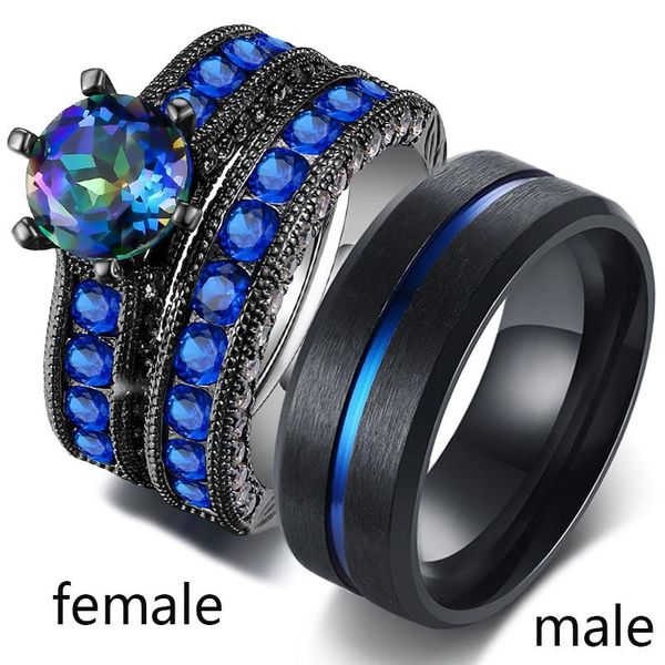 wedding rings sz5-12 couple set his hers black gold filled round 8mm blue crystal women's ring sets men's stainless steel gift jew, Slivery;golden
wedding rings sz5-12 couple set his hers black gold filled round 8mm blue crystal women's ring sets men's stainless steel gift jew, Slivery;golden