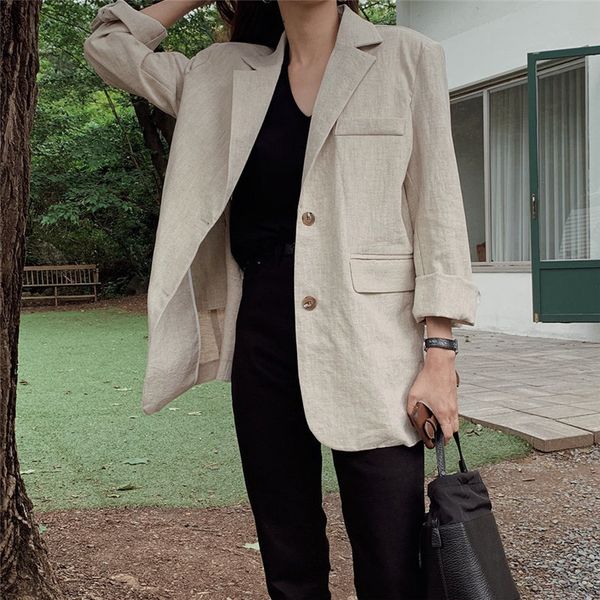 2021 beige cotton vintage stylish blazers high street new jacket minimalist solid women loose ol elegant coats dyrs, White;black
2021 beige cotton vintage stylish blazers high street new jacket minimalist solid women loose ol elegant coats dyrs, White;black