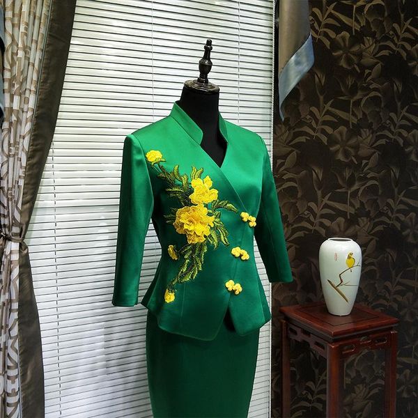 women's suits & blazers chinese business uniform work women formal suit green embroidery three quarter sleeve skirts high end luxury bl, White;black
women's suits & blazers chinese business uniform work women formal suit green embroidery three quarter sleeve skirts high end luxury bl, White;black