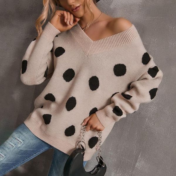 women's sweaters polka dot print knitted sweater fashion women v-neck casual long sleeve sweat capuche femme pullovers warm top, White;black
women's sweaters polka dot print knitted sweater fashion women v-neck casual long sleeve sweat capuche femme pullovers warm top, White;black