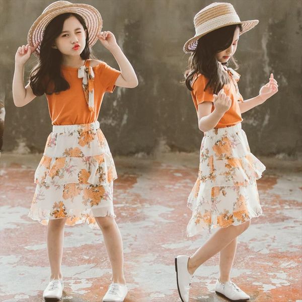 kids girl clothes sets children clothing orange pink bow t shirt print skirt 2pcs for baby overall suit, White
kids girl clothes sets children clothing orange pink bow t shirt print skirt 2pcs for baby overall suit, White