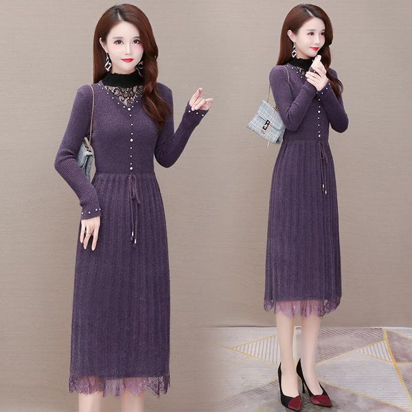 casual dresses autumn winter imitation mink sweater maxi dress women lace up knitted full sleeve female knitwear soft mesh hollow fashion, Black;gray
casual dresses autumn winter imitation mink sweater maxi dress women lace up knitted full sleeve female knitwear soft mesh hollow fashion, Black;gray