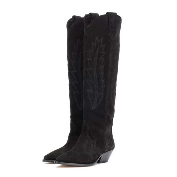 boots spring autumn women's high tube nude black suede embroidery knee-length pointed kitten heels rider
boots spring autumn women's high tube nude black suede embroidery knee-length pointed kitten heels rider
