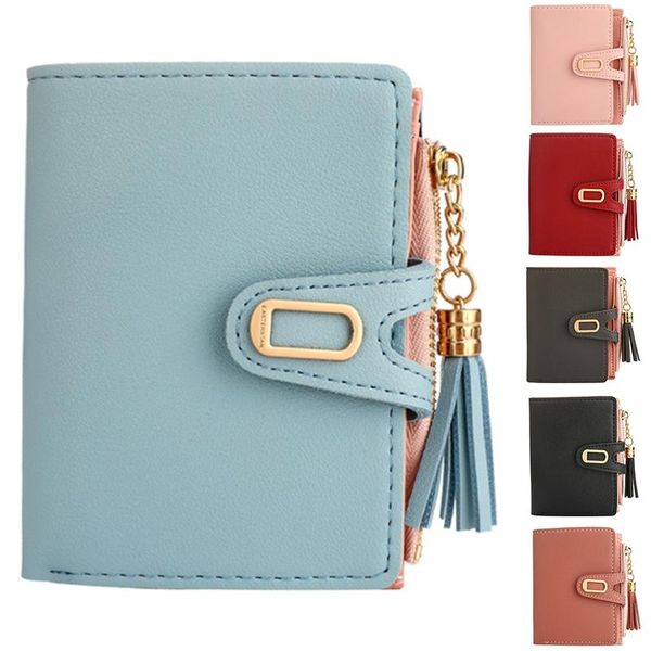 card holders women purses fashion women's short solid color buckle tassel mini female bag purse, Brown;gray
card holders women purses fashion women's short solid color buckle tassel mini female bag purse, Brown;gray