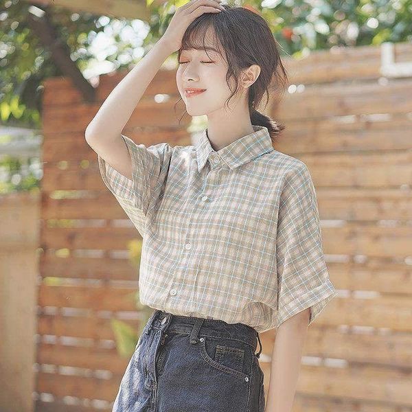 women's blouses & shirts xej plaid shirt summer tunic blouse female korean clothes cotton elegant short sleeve tees, White
women's blouses & shirts xej plaid shirt summer tunic blouse female korean clothes cotton elegant short sleeve tees, White