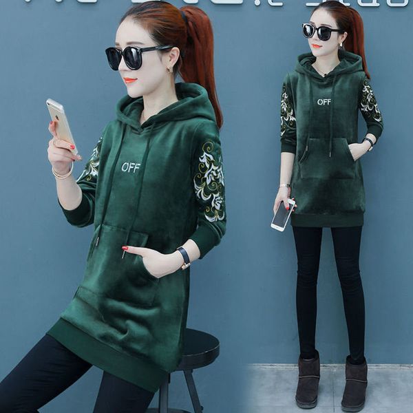 double sided golden velvet plush thickened sweater women's medium and long autumn winter fashion western style hooded jacket, Black
double sided golden velvet plush thickened sweater women's medium and long autumn winter fashion western style hooded jacket, Black
