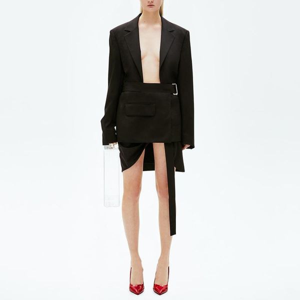 women's suits & blazers 2021 autumn winter women formal black blazer coat runway designer hollow out long sleeve fake two belt thin ove, White;black
women's suits & blazers 2021 autumn winter women formal black blazer coat runway designer hollow out long sleeve fake two belt thin ove, White;black