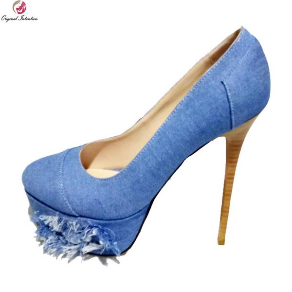 dress shoes original intention elegant women pumps gorgeous denim round toe thin high heels blue woman plus us size 4-15, Black
dress shoes original intention elegant women pumps gorgeous denim round toe thin high heels blue woman plus us size 4-15, Black