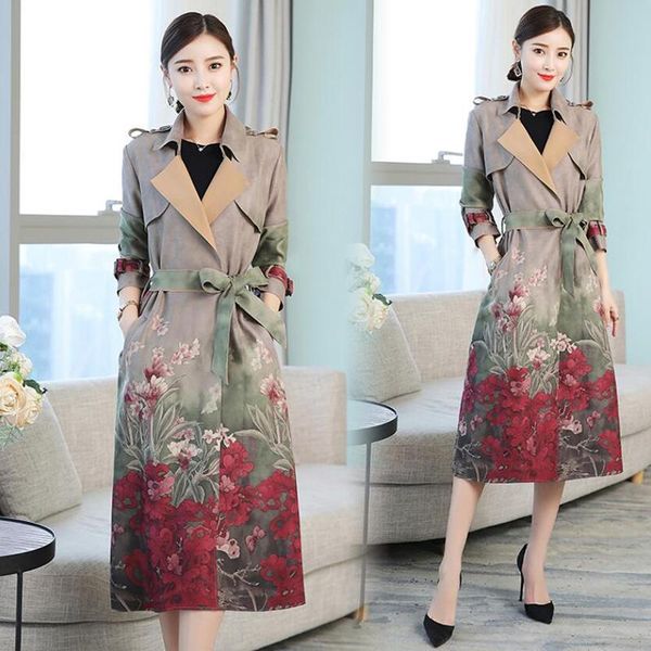 women's trench coats autumn winter women long coat 2021 fashion slim vintage national wind print outwear with belt thick female windbre, Tan;black
women's trench coats autumn winter women long coat 2021 fashion slim vintage national wind print outwear with belt thick female windbre, Tan;black