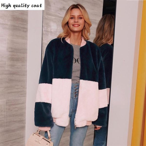 ashley fashion contrast color pink fur coat women long sleeve warm jacket faux fur thick coat winter zipper bomber, Black
ashley fashion contrast color pink fur coat women long sleeve warm jacket faux fur thick coat winter zipper bomber, Black