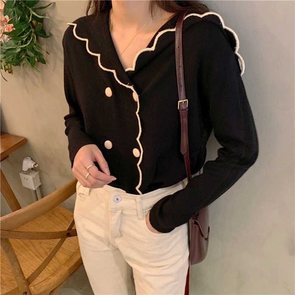 women's sweaters korean vintage lotus leaf collar double-breasted sweet knitted sweater cardigan loose autumn spring jumpers haraj, White;black
women's sweaters korean vintage lotus leaf collar double-breasted sweet knitted sweater cardigan loose autumn spring jumpers haraj, White;black