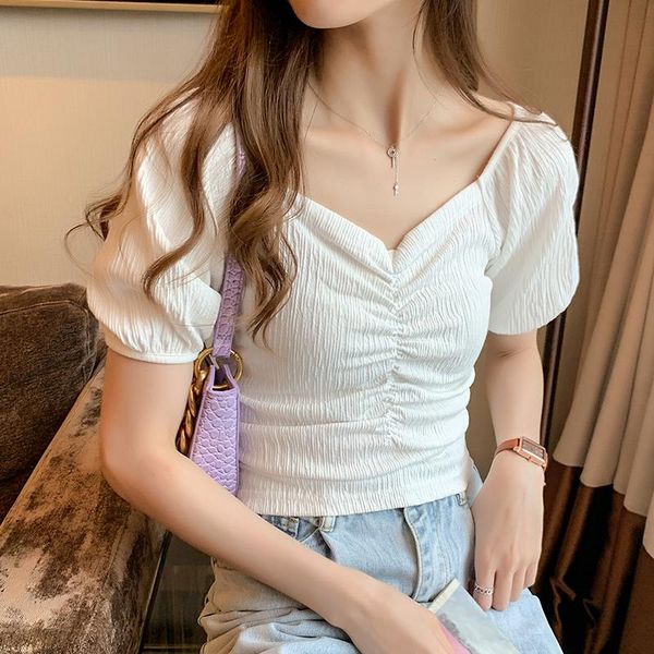 short-sleeved square collar bubble sleeve pleated shirt shirt female summer short sleeve new design sense niche, White
short-sleeved square collar bubble sleeve pleated shirt shirt female summer short sleeve new design sense niche, White