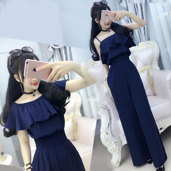off shoulder long casual chiffon women rompers summer loose trousers overall wide leg strappy playsuits s07, Black;white
off shoulder long casual chiffon women rompers summer loose trousers overall wide leg strappy playsuits s07, Black;white