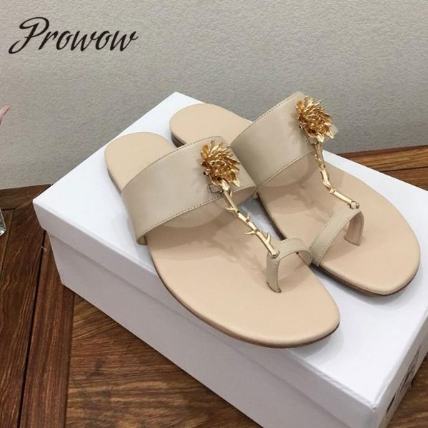 slippers prowow brand designer genuine leather floral emblishment beige flats slides shoes women, Black
slippers prowow brand designer genuine leather floral emblishment beige flats slides shoes women, Black