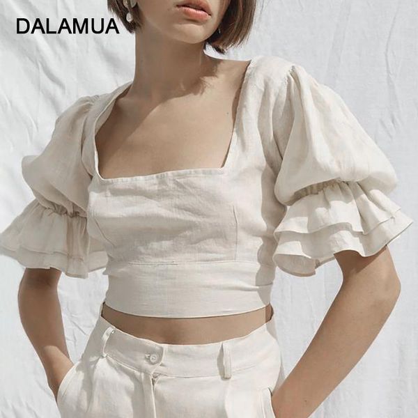 women's blouses & shirts women blouse cotton linen ruffles puff short sleeve square collar office lady solid beige 2021 crop female bac, White
women's blouses & shirts women blouse cotton linen ruffles puff short sleeve square collar office lady solid beige 2021 crop female bac, White