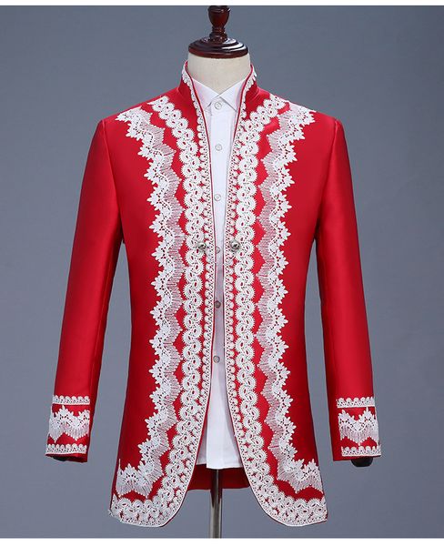 (jacket+pants) red mens suits male wedding prom party performance costumes bar show nightclub stage outfit england court dress, Black;red
(jacket+pants) red mens suits male wedding prom party performance costumes bar show nightclub stage outfit england court dress, Black;red