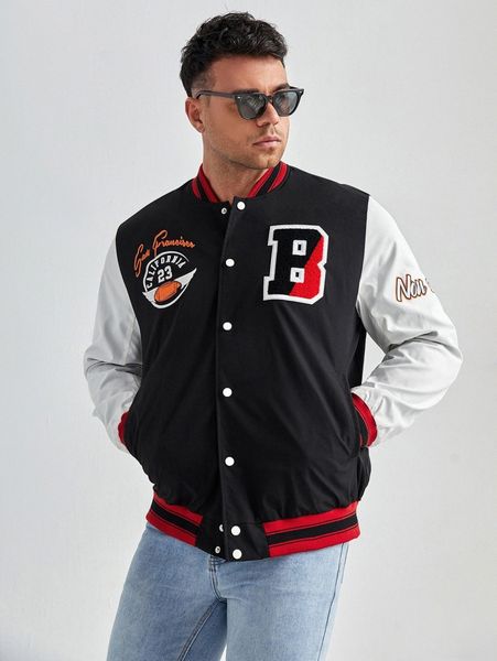 extended sizes men letter patched football print striped trim bomber jacket p1wh#, Black;brown
extended sizes men letter patched football print striped trim bomber jacket p1wh#, Black;brown