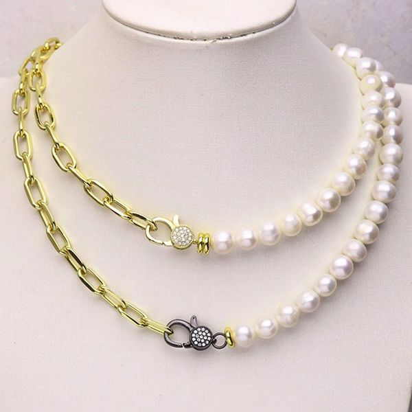 chains 5 strand 9-10mm pearls necklace handmade link metal chain women long gift jewelry 9794, Silver 
chains 5 strand 9-10mm pearls necklace handmade link metal chain women long gift jewelry 9794, Silver