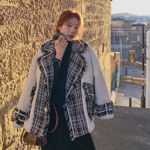 women's wool & blends graceful woolen jacket womens short 2021 autumn winter loose-fit fur lambs splice overcoat fashion /40, Black
women's wool & blends graceful woolen jacket womens short 2021 autumn winter loose-fit fur lambs splice overcoat fashion /40, Black