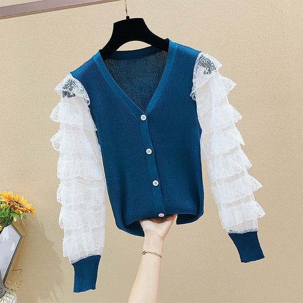 2021 new mesh patchwork v-neck cardigan single breasted slim fashion full women's autumn knitting sweater z4yb, Black
2021 new mesh patchwork v-neck cardigan single breasted slim fashion full women's autumn knitting sweater z4yb, Black