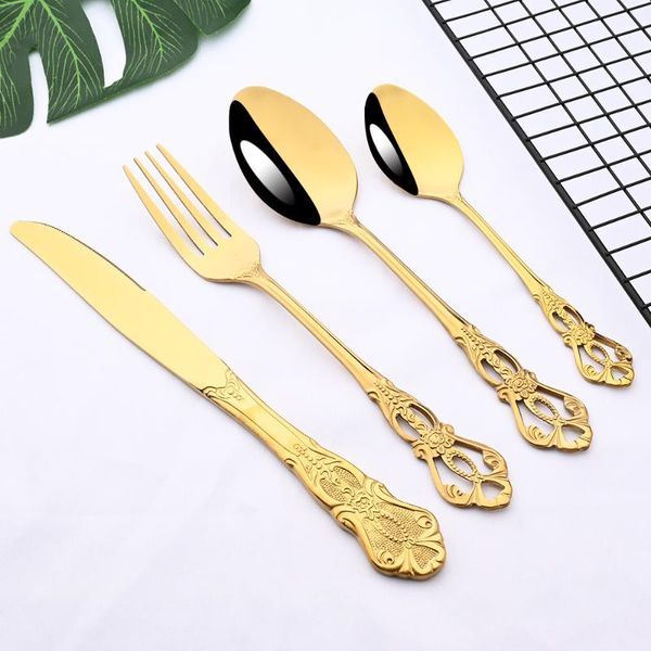 flatware sets 2/4/6/8/set royal cutlery set gold stainless steel luxury dinnerware knife tea spoon fork kitchen tableware silverware
flatware sets 2/4/6/8/set royal cutlery set gold stainless steel luxury dinnerware knife tea spoon fork kitchen tableware silverware